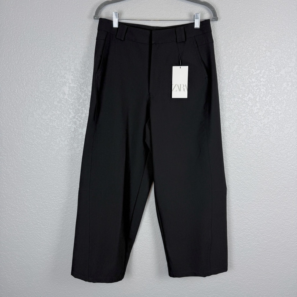 Zara NWT Wide Leg High Rise Black Trouser Pants M - Office, Casual, Versatile - Picture 3 of 12
